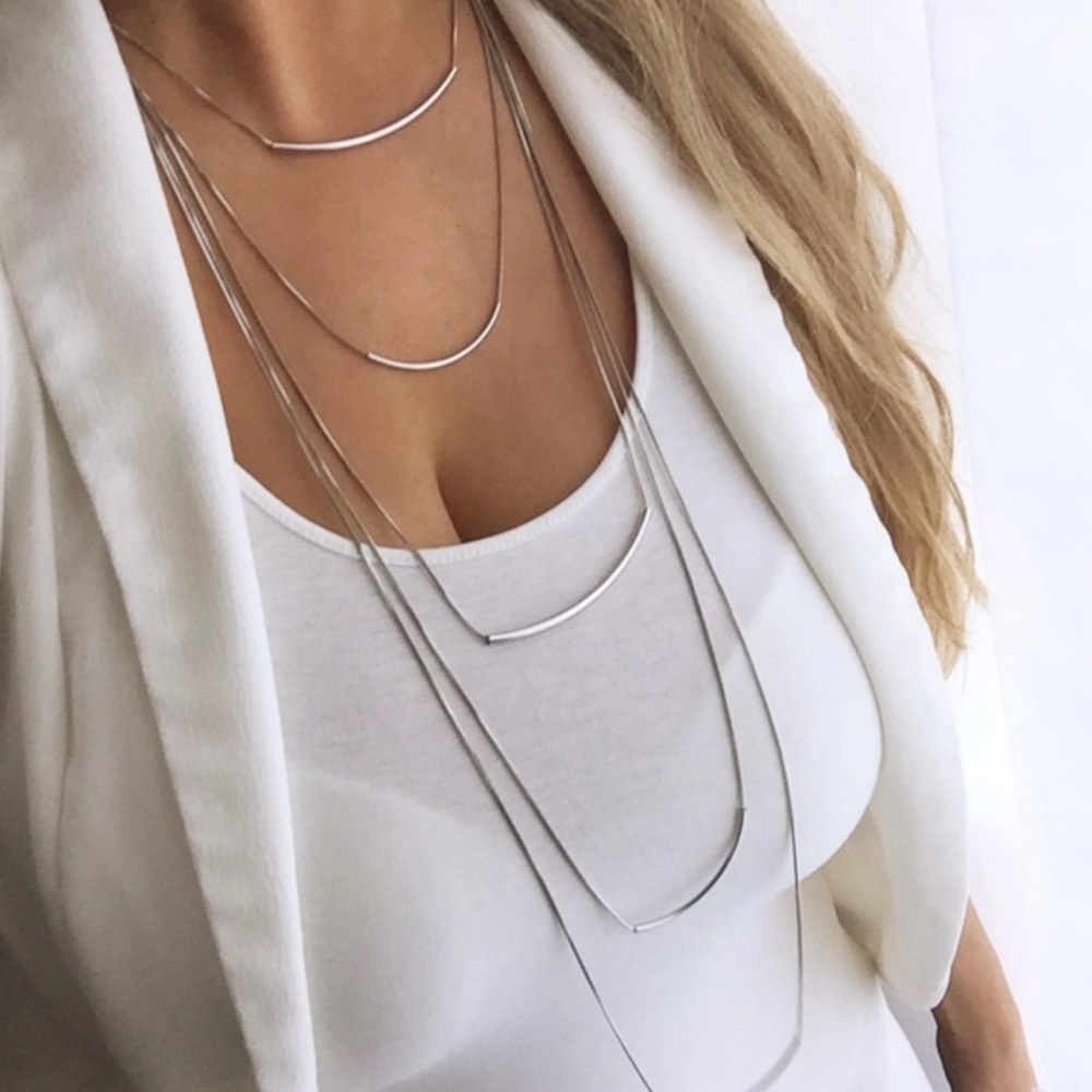 Express silver multi layer bar necklace - Picture 2 of 3